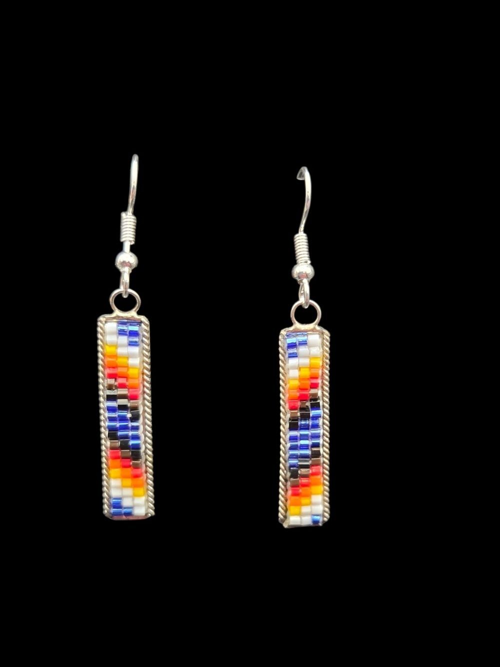 Genuine Native American Beaded Multicolor Drop Earrings